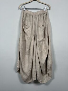 Belle France Balloon Leg, Drop Crotch Linen Blend Pants, Size L, Great Condition